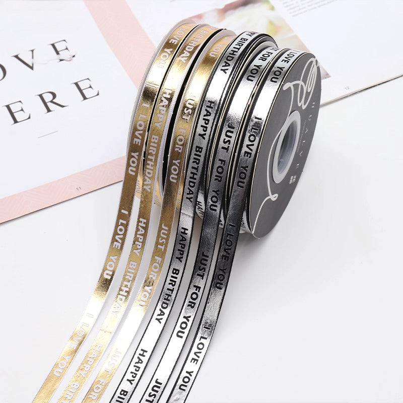 Gold Silver JUST FOR YOU Ribbon (1cmx40Yd)