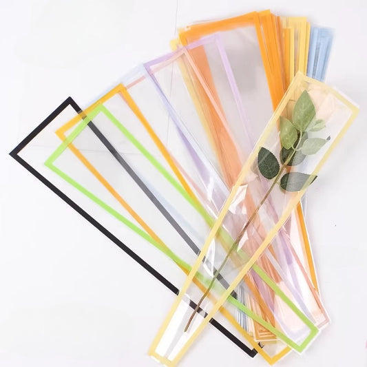 Color-bordered Single Stem Flower Sleeves Pack 100