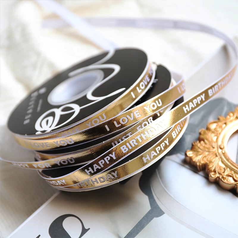 Gold Silver JUST FOR YOU Ribbon (1cmx40Yd)