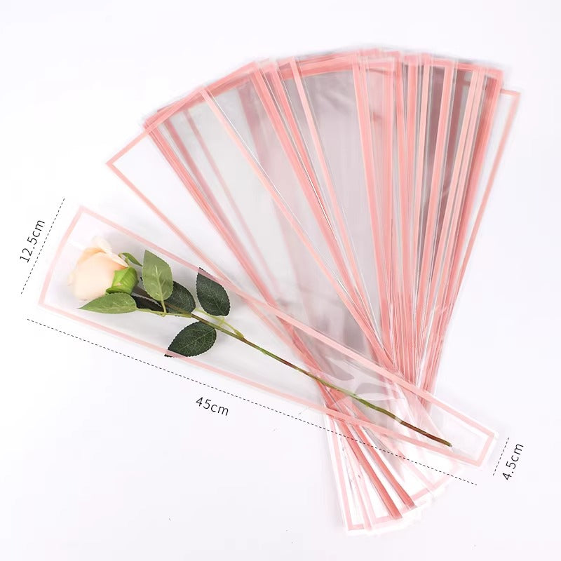 Color-bordered Single Stem Flower Sleeves Pack 100