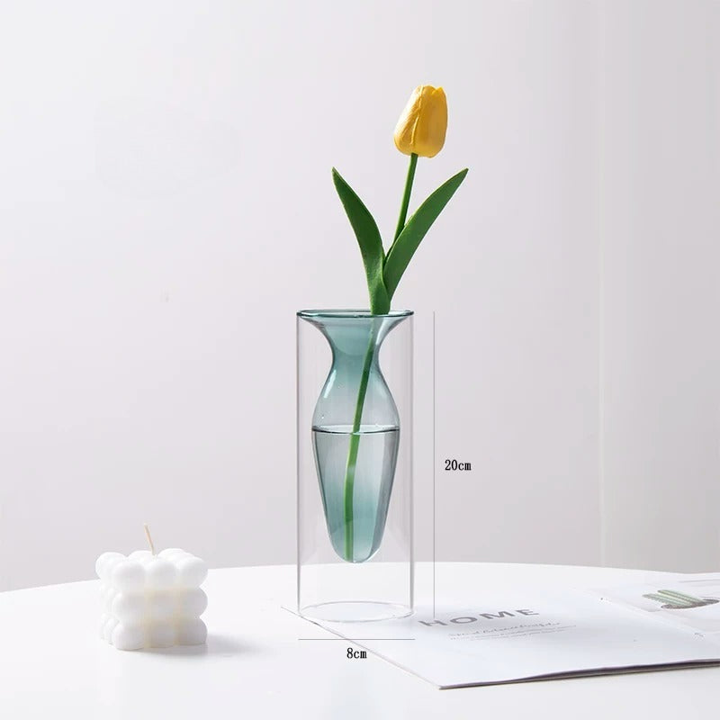 Artistic Transparent Colored Glass Vase