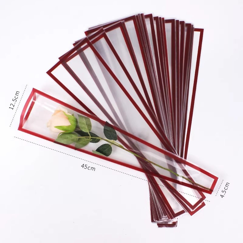 Color-bordered Single Stem Flower Sleeves Pack 100
