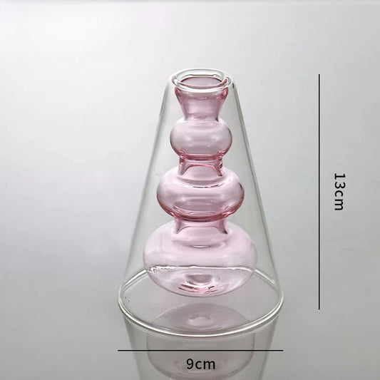 Artistic Transparent Colored Glass Vase