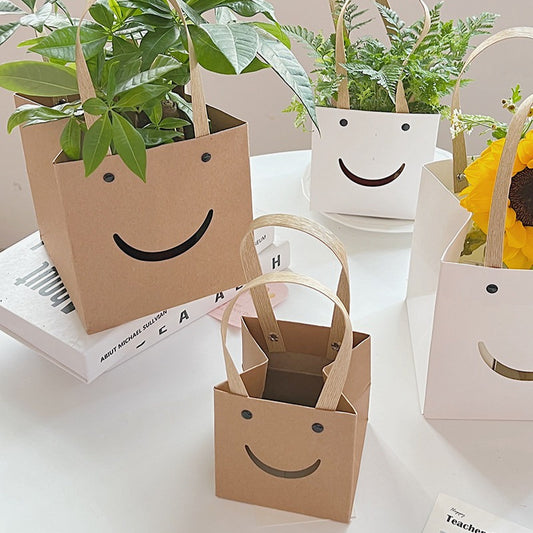 Smiley Face Square Paper Gift Bags Pack 20