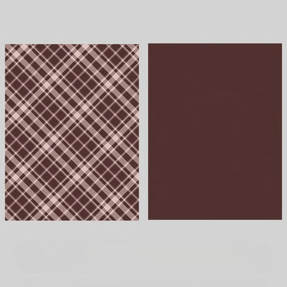 Vintage Plaid Kraft Floral Wrap Paper Pack 30 (15" x 20")