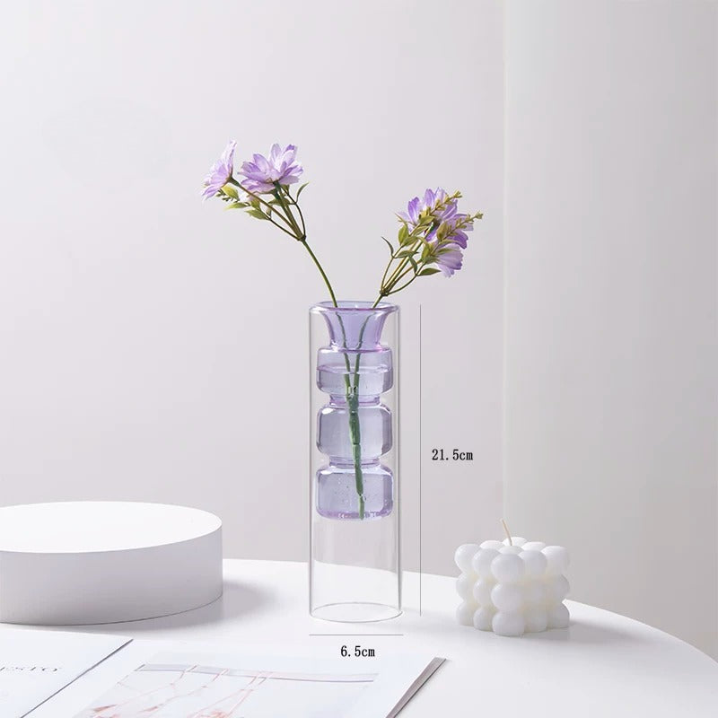 Artistic Transparent Colored Glass Vase
