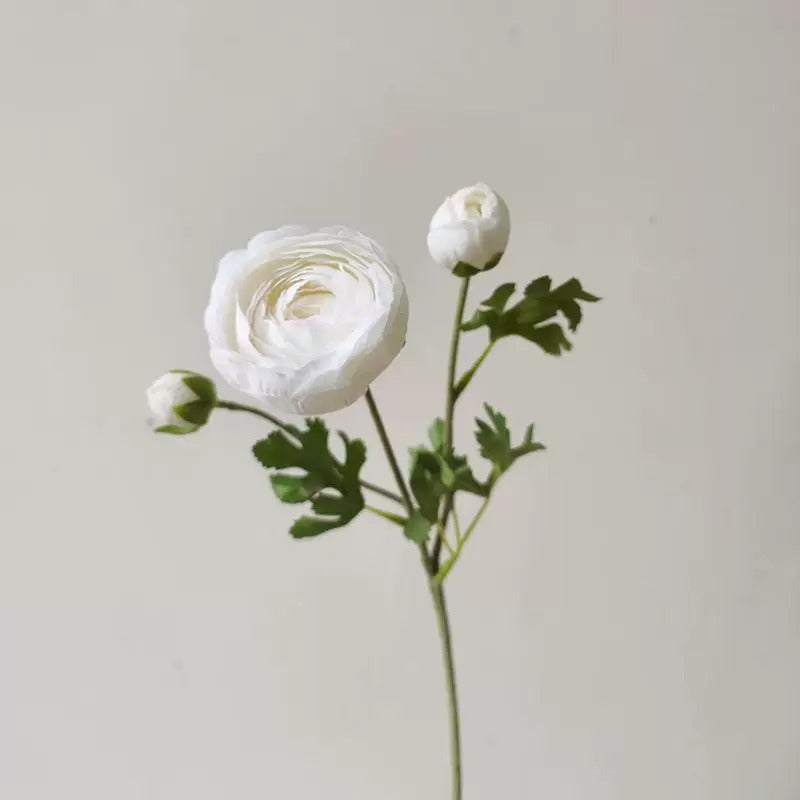 20" 3-Head Silk Ranunculus Flower Stem