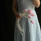 Load image into Gallery viewer, Long Pearl Stem Tulip Wedding Bouquet