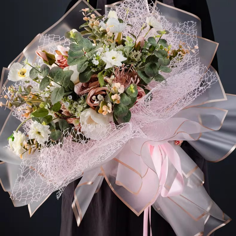 20pcs Gold Border Frosted Cellophane Wrap (56x56cm)