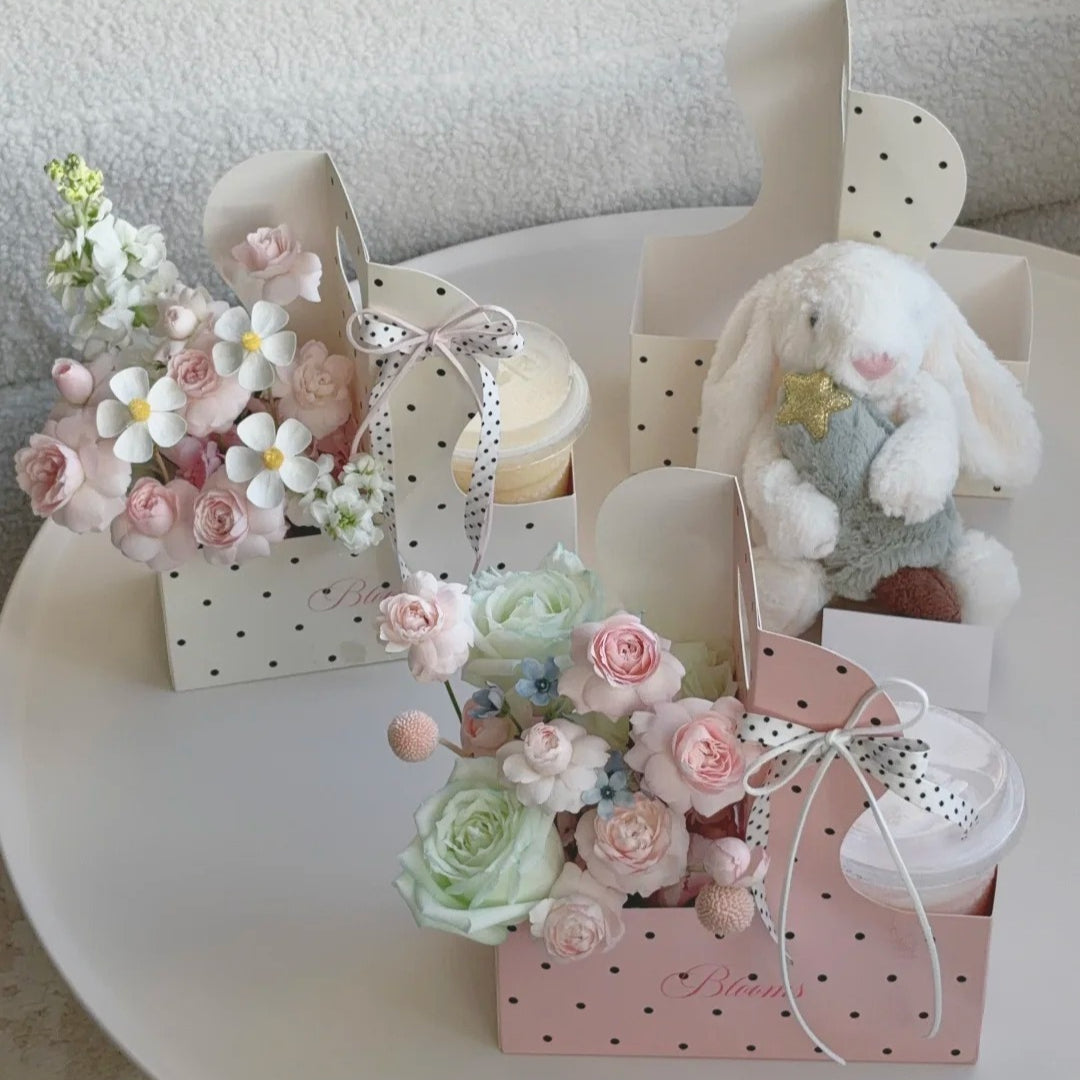 Polka Dot Coffee & Flower Carrier Box Pack 15