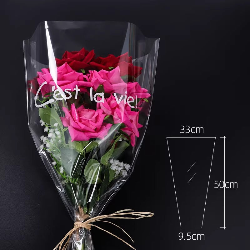 Large Transparent Flower Sleeves Bags Pack 100