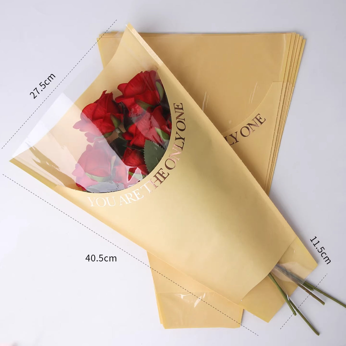 Kraft Bouquet Sleeves with Gold Foil Accent Pack 50
