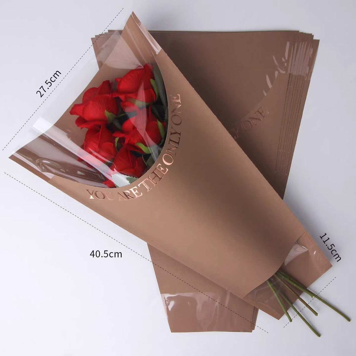 Kraft Bouquet Sleeves with Gold Foil Accent Pack 50