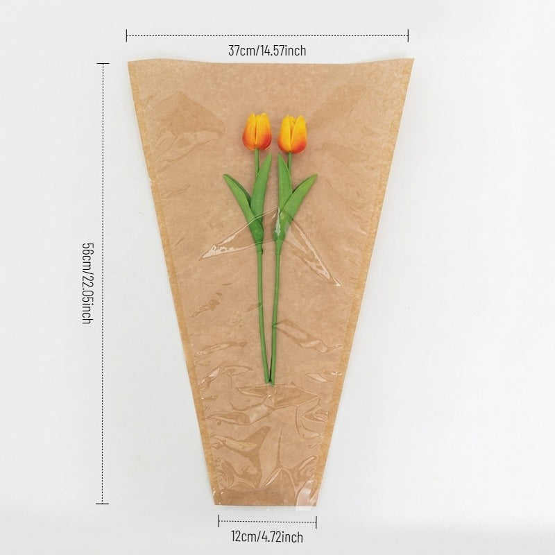 Clear-front Kraft Paper Flower Sleeves Pack 100
