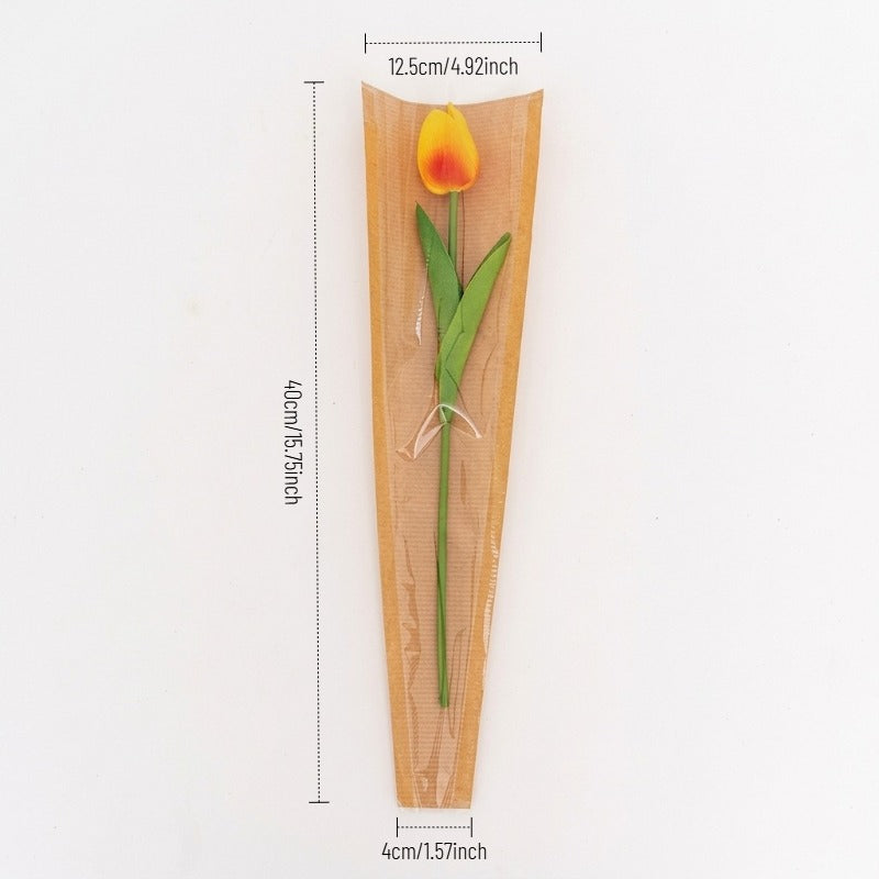 Clear-front Kraft Paper Flower Sleeves Pack 100