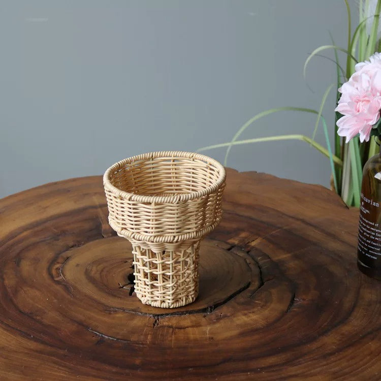 Ice Cream Cone Rattan Flower Basket