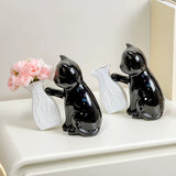 Load image into Gallery viewer, Cute Black Cat Ceramic Flower Vase