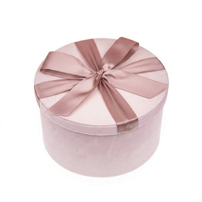 Velvet Round Gift Wrap Box with Ribbon