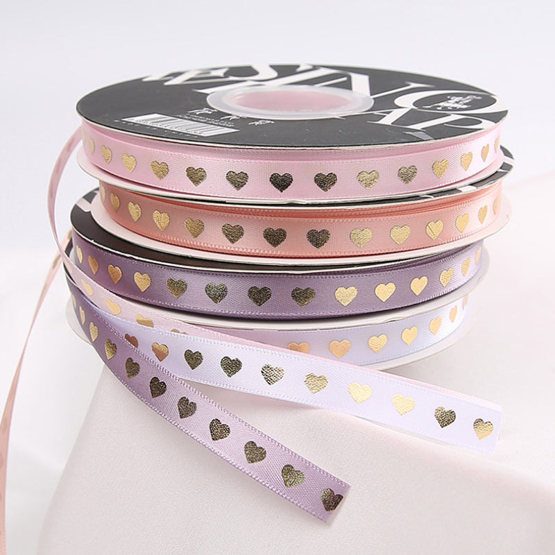 Golden Heart Gift Packaing Satin Ribbon (10mmx45Yd)