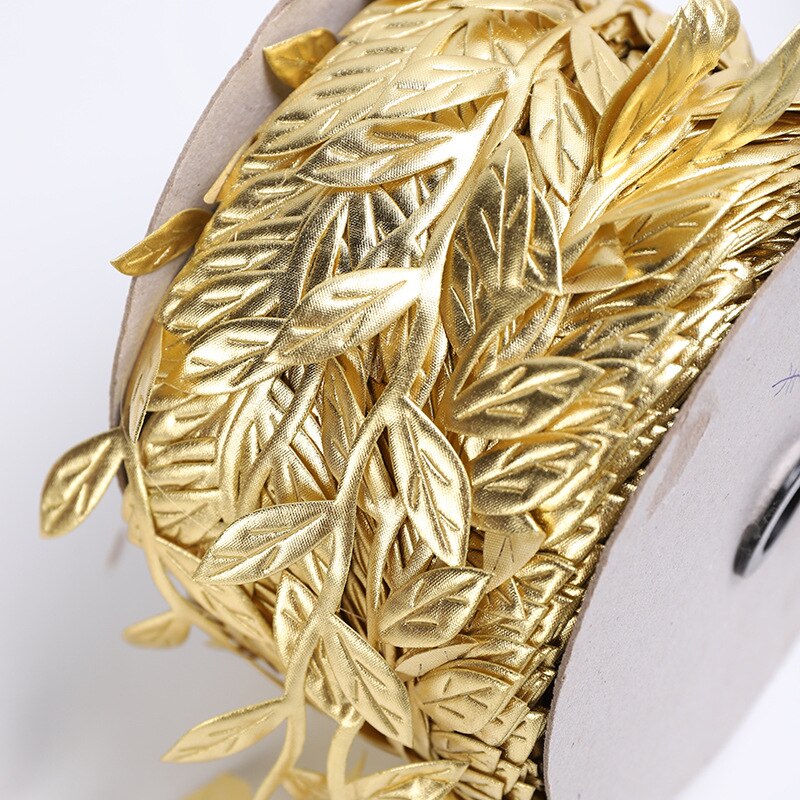 10 Meters Golden Silver Leaf Ribbon for Crafts – Floral Supplies Store