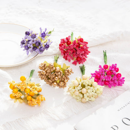 100 Pcs Artificial Flowers Berry Buds Floral Wire Branches