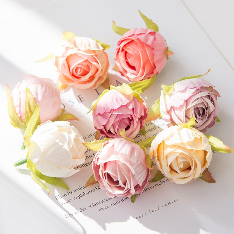 10Pcs Silk Rose Buds Flower Head Artificial Flowers
