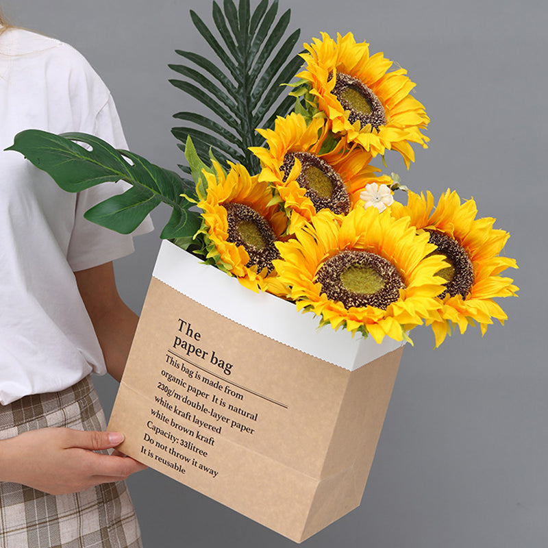 10 X Flower Bouquet Gift Bags Kraft Paper Clear Window Package Party  Supplies
