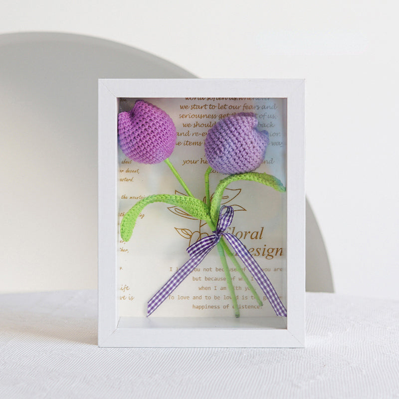 Crocheted Cotton Yarn Flower Photo Frame Gift for Her