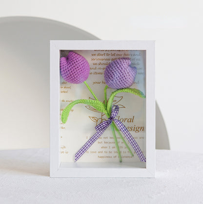 Crocheted Cotton Yarn Flower Photo Frame Gift for Her
