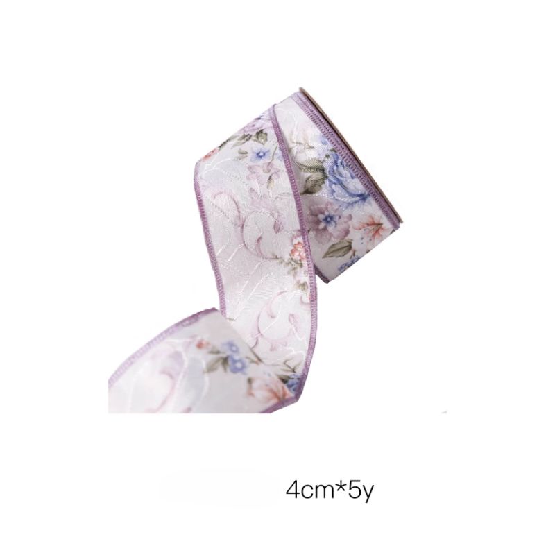 Florals Printing Silk Ribbon (4cmx5Yd)