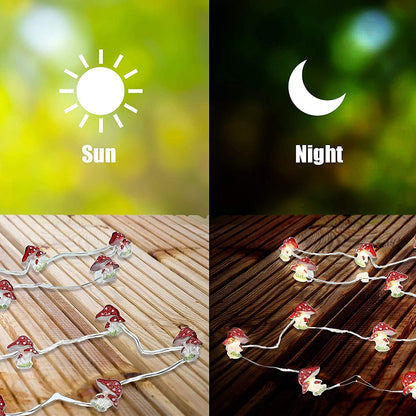 Battery Powered Mushroom LED String Fairy Lights