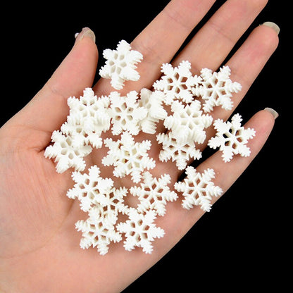 20pcs Christmas Glitter Snowflake Resin Ornaments