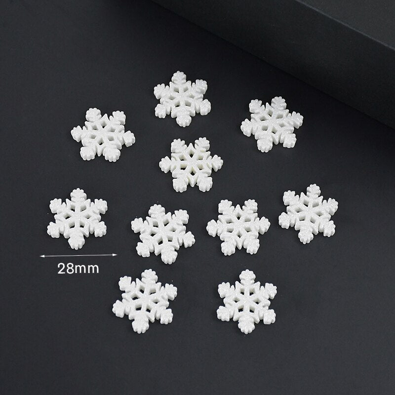 20pcs Christmas Glitter Snowflake Resin Ornaments