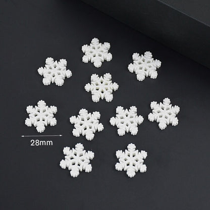 20pcs Christmas Glitter Snowflake Resin Ornaments