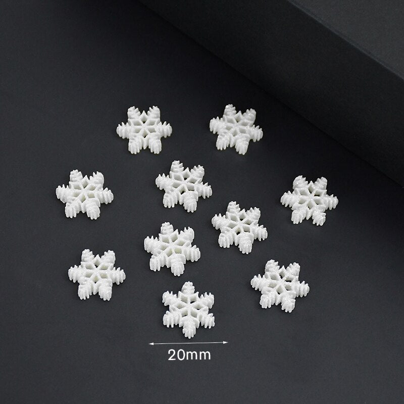 20pcs Christmas Glitter Snowflake Resin Ornaments