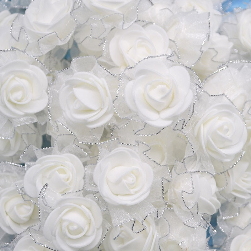 4cm Foam Flower Heads with Gold Edge Pack 20