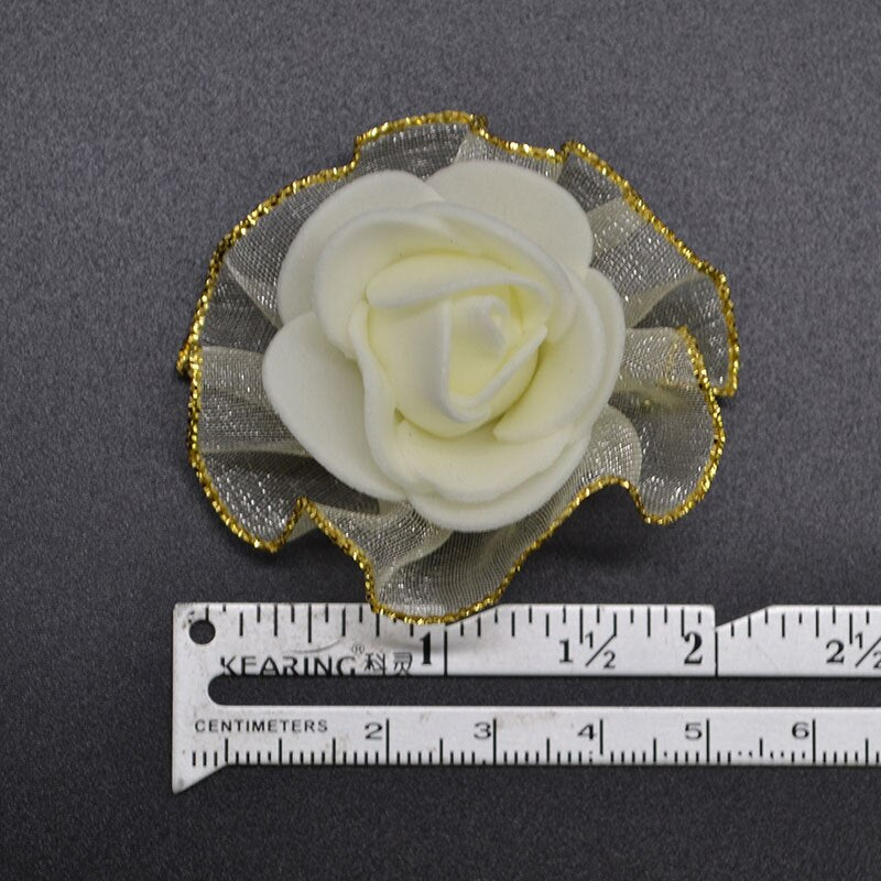 4cm Foam Flower Heads with Gold Edge Pack 20