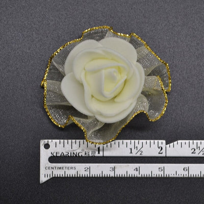 4cm Foam Flower Heads with Gold Edge Pack 20