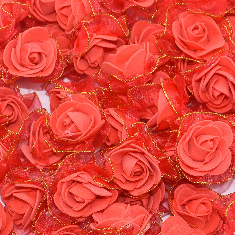 4cm Foam Flower Heads with Gold Edge Pack 20