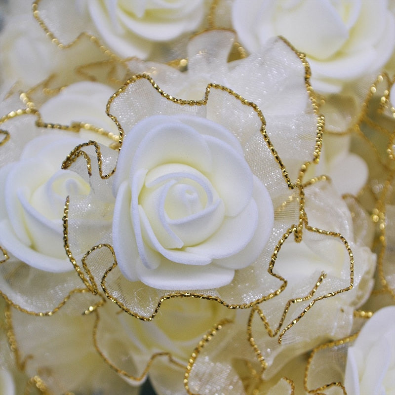 4cm Foam Flower Heads with Gold Edge Pack 20
