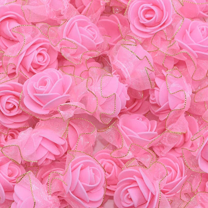 4cm Foam Flower Heads with Gold Edge Pack 20
