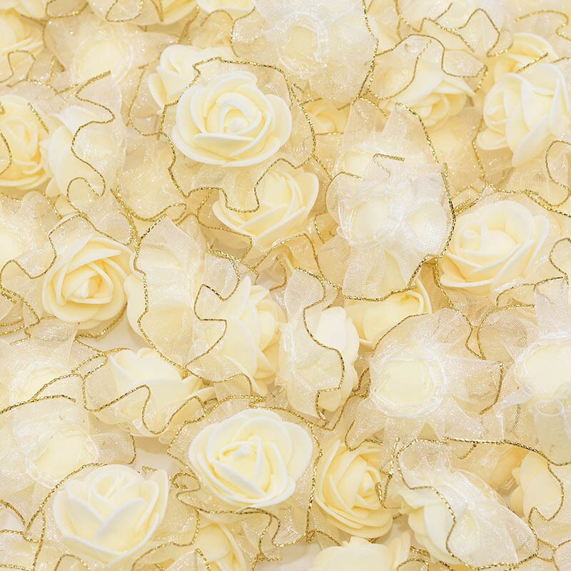 4cm Foam Flower Heads with Gold Edge Pack 20