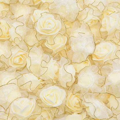 4cm Foam Flower Heads with Gold Edge Pack 20