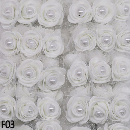 72 roses en mousse de 3 cm avec perles décoratives