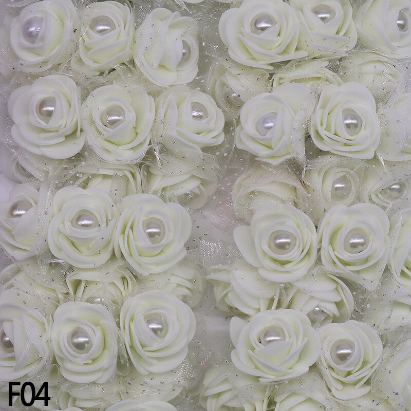 72 roses en mousse de 3 cm avec perles décoratives