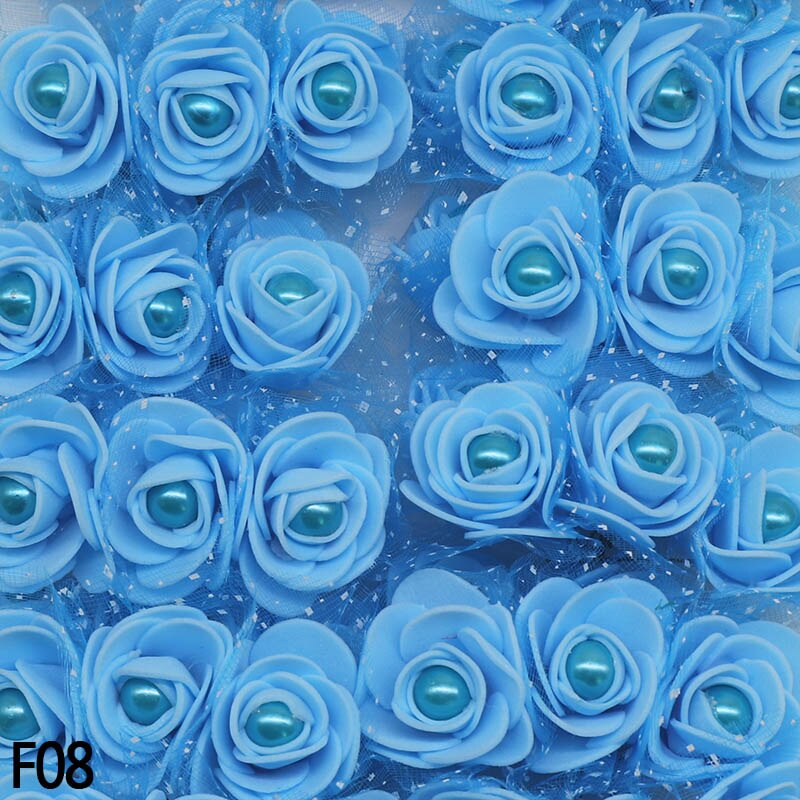 72 roses en mousse de 3 cm avec perles décoratives