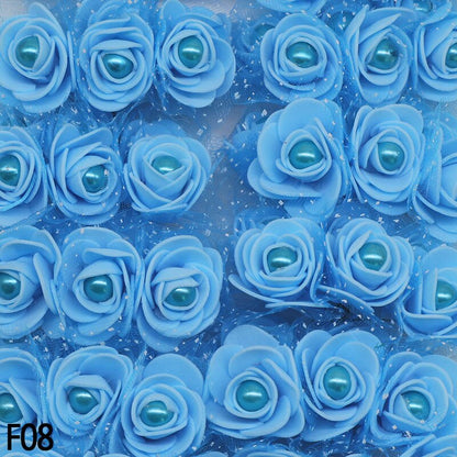 72 roses en mousse de 3 cm avec perles décoratives