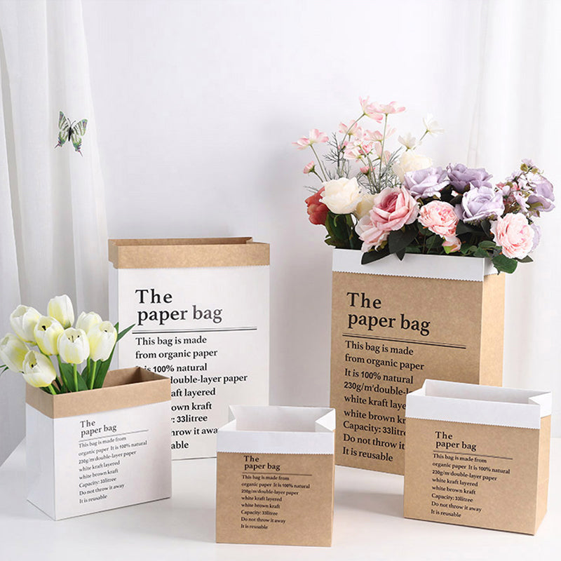 10 X Flower Bouquet Gift Bags Kraft Paper Clear Window Package Party  Supplies