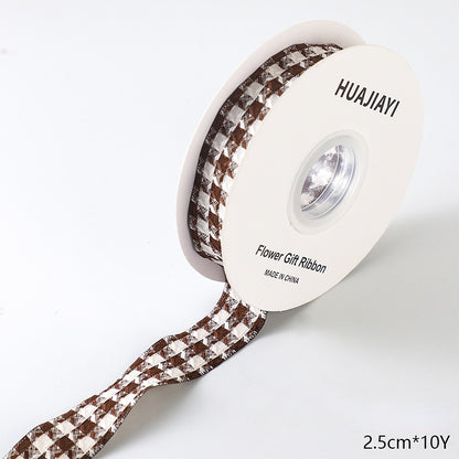 Houndstooth Florist Ribbon (25mmx10Yd)