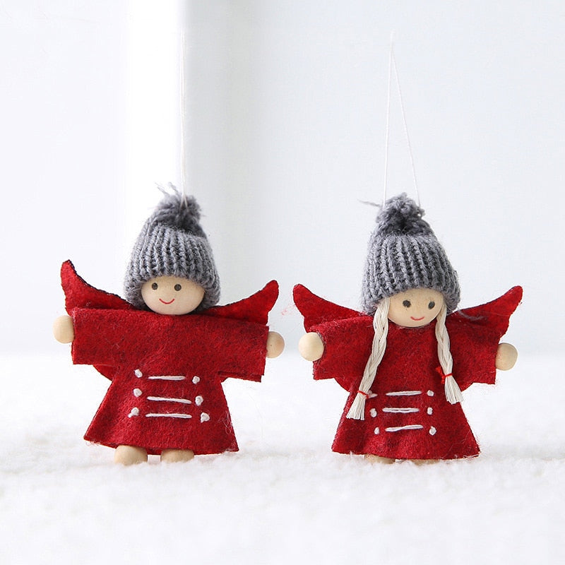 Set of 2 Christmas Angel Dolls Hanging Pendant Ornaments